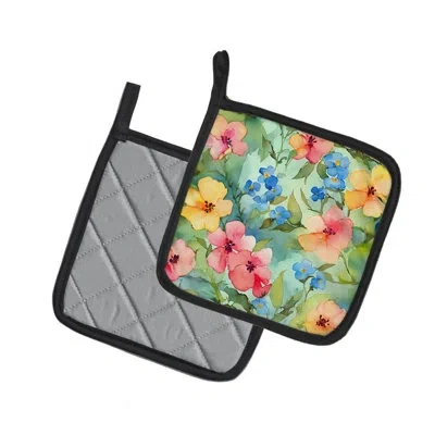 Caroline's Treasures Alaska Forget-me-nots In Watercolor Pair Of Pot Holders In Multicolor
