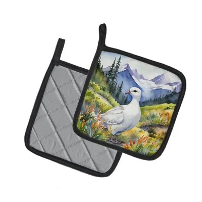Caroline's Treasures Alaska Willow Ptarmigan Pair Of Pot Holders In Multicolor