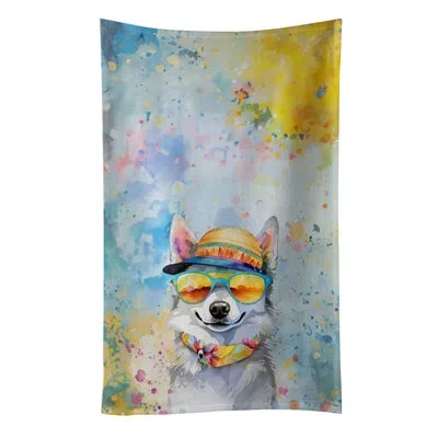 Caroline's Treasures Alaskan Klee Kai Hippie Dawg Kitchen Towel In Multicolor