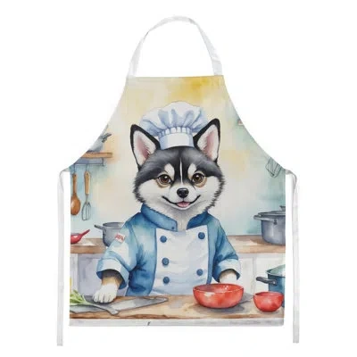 Caroline's Treasures Alaskan Klee Kai The Chef Apron In Blue;black;white;multicolor