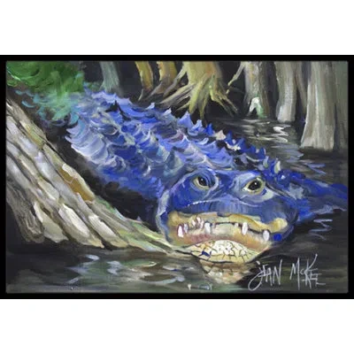 Caroline's Treasures Alligator Non-slip Indoor Door Mat In Blue,gray