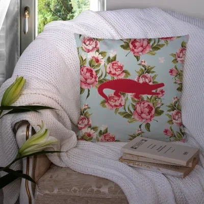 Caroline's Treasures Alligator Shabby Elegance Blue Roses Indoor/outdoor Throw Pillow