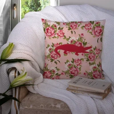 Caroline's Treasures Alligator Shabby Elegance Pink Roses Floral 14" Throw Pillow