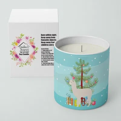 Caroline's Treasures Alpaca Christmas 10 oz Decorative Soy Candle In Blue;green