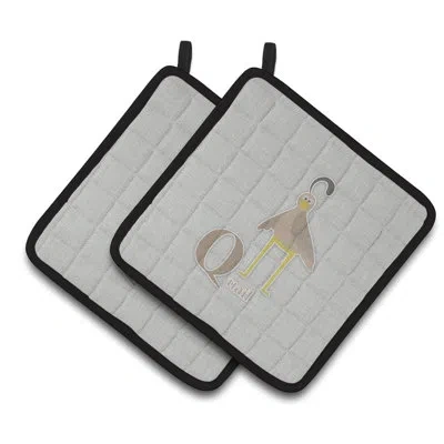 Caroline's Treasures Alphabet Q For Quail Potholder In Gray
