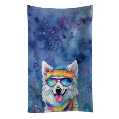 Caroline's Treasures American Eskimo Hippie Dawg Kitchen Towel In Multicolor