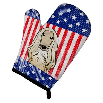 Caroline's Treasures American Flag And Afghan Hound Oven Mitt In Blue;red