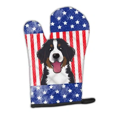Caroline's Treasures American Flag And Bernese Mountain Dog Oven Mitt In Blue;red