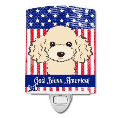 Caroline's Treasures American Flag And Buff Poodle Ceramic Night Light In Neutral