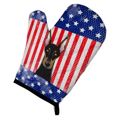 Caroline's Treasures American Flag And Doberman Oven Mitt In Blue;red