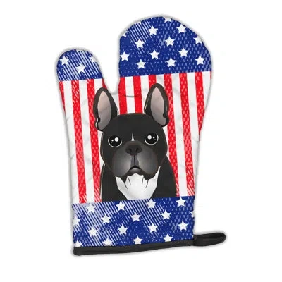 Caroline's Treasures American Flag And French Bulldog Oven Mitt In Blue;red