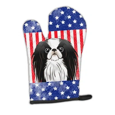 Caroline's Treasures American Flag And Japanese Chin Oven Mitt In Blue;red