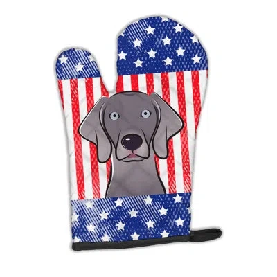 Caroline's Treasures American Flag And Weimaraner Oven Mitt In Blue;red