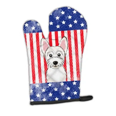 Caroline's Treasures American Flag And Westie Oven Mitt In Blue;red