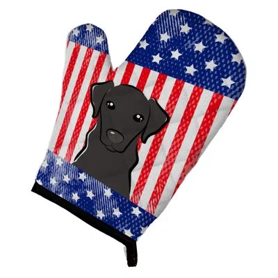 Caroline's Treasures American Flag Labrador Oven Mitt In Black