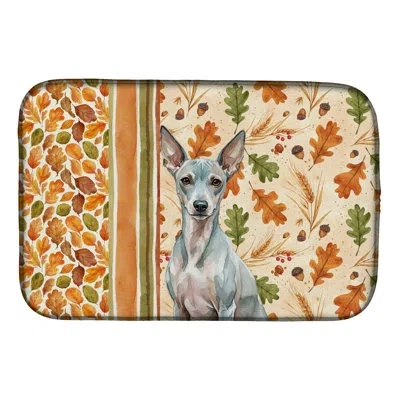 Caroline's Treasures American Hairless Terrier Heirloom Fall Dish Drying Mat In Natural
