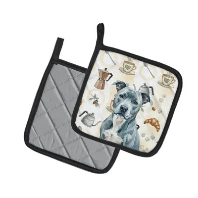 Caroline's Treasures American Staffordshire Terrier Coffee Bar Pair Of Pot Holders In Multicolor
