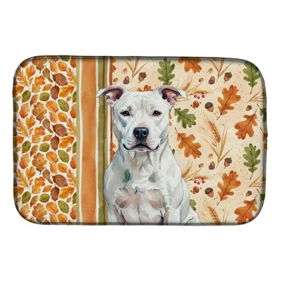 Caroline's Treasures American Staffordshire Terrier Heirloom Fall Dish Drying Mat In Natural