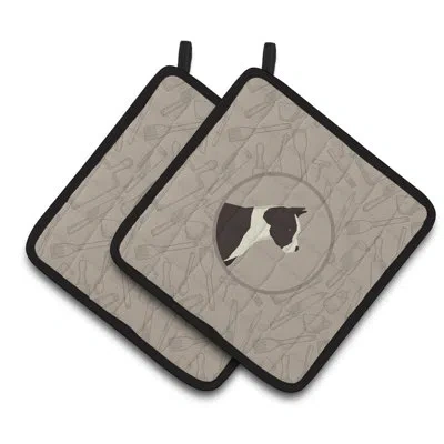 Caroline's Treasures American Staffordshire Terrier In The Kitchen Potholder In Black;gray