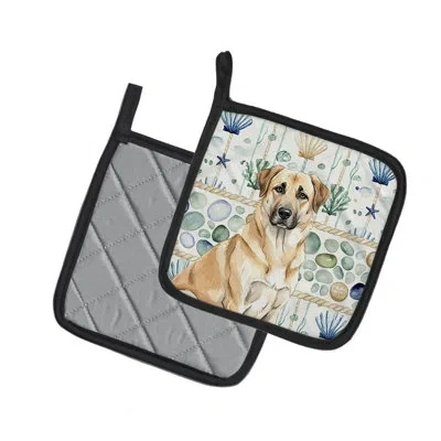 Caroline's Treasures Anatolian Shepherd Dog Coastal Sea Glass Pair Of Pot Holders In Multicolor