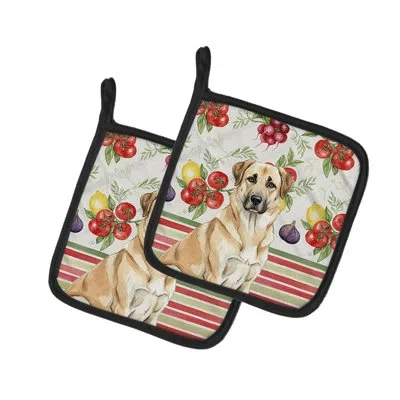 Caroline's Treasures Anatolian Shepherd Dog Vegetables Pair Of Pot Holders In Multicolor