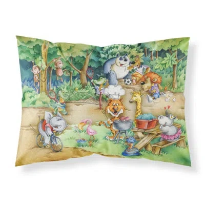 Caroline's Treasures Animals At A Picnic Pillowcase In Green