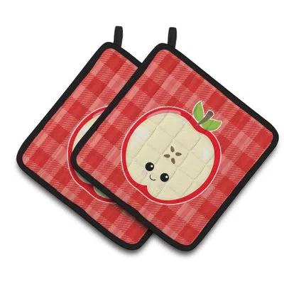Caroline's Treasures Apple Face Potholder In Red