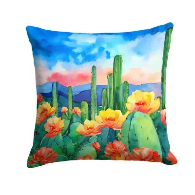 Caroline's Treasures Arizona Saguaro Cactus Blossom In Watercolor Throw Pillow In Multicolor