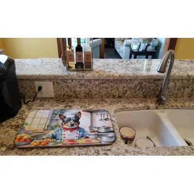 Caroline's Treasures Australian Cattle Dog The Chef Dish Drying Mat In Natural