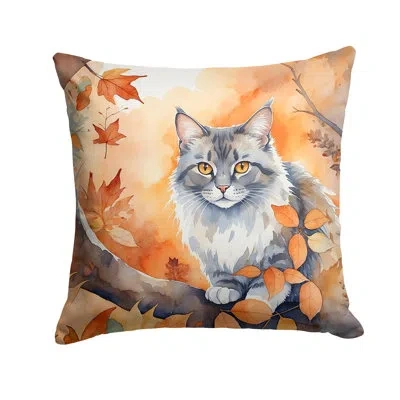Caroline's Treasures Australian Mist Cat In Fall Leaves Throw Pillow In Multicolor