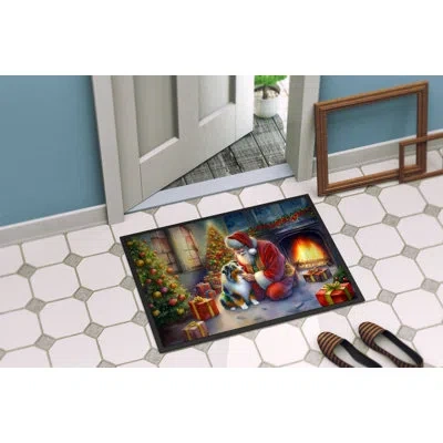 Caroline's Treasures Australian Shepherd And Santa Claus Doormat In Multicolor