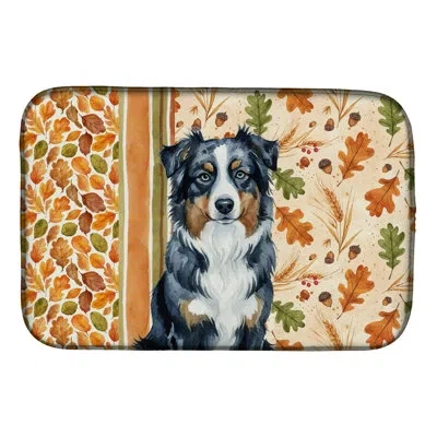Caroline's Treasures Australian Shepherd Heirloom Fall Dish Drying Mat In Natural