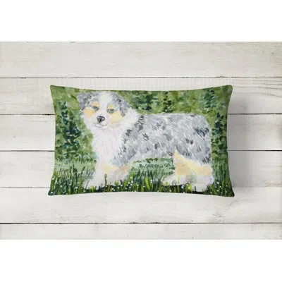 Caroline's Treasures Australian Shepherd Indoor/outdoor Gray/green Throw Pillow