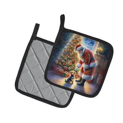 Caroline's Treasures Australian Terrier And Santa Claus Pair Of Pot Holders In Multicolor