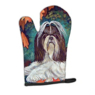Caroline's Treasures Autumn Leaves Shih Tzu Oven Mitt In Brown;green;gray