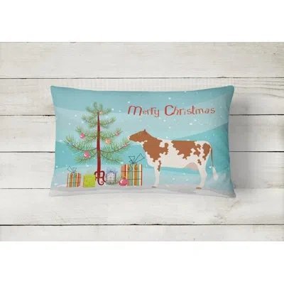 Caroline's Treasures Ayrshire Cow Christmas Fabric Indoor/outdoor Throw Pillow