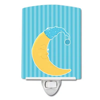Caroline's Treasures Baby Moon Ceramic Night Light In Blue