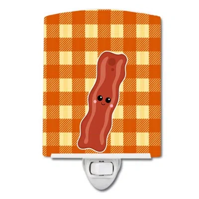 Caroline's Treasures Bacon Face Ceramic Night Light In Orange