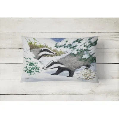 Caroline's Treasures Badgers In The Snow Fabric Indoor/outdoor Throw Pillow