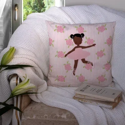 Caroline's Treasures Ballerina African American Ponytails Indoor/outdoor Throw Pillow In Brown