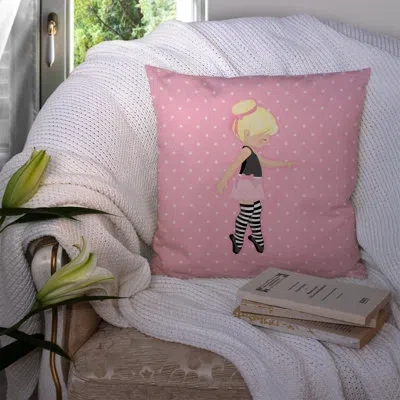 Caroline's Treasures Ballerina Blonde Releve Indoor/outdoor Throw Pillow In Pink,black