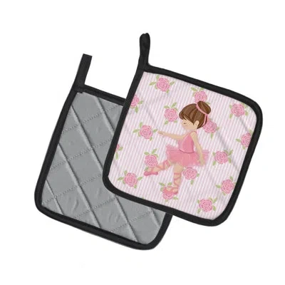 Caroline's Treasures Ballerina Brunette Point Potholder In Green;pink