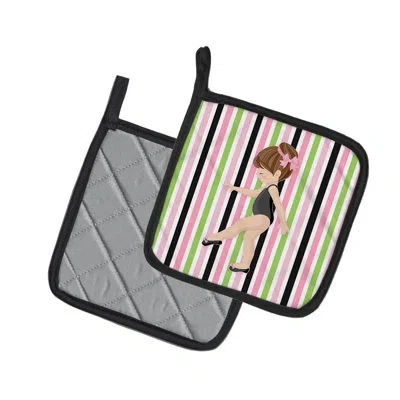 Caroline's Treasures Ballerina Brunette Point Potholder In Tan