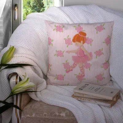 Caroline's Treasures Ballerina Head Point Indoor/outdoor Throw Pillow In Pink,white