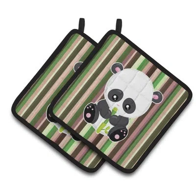 Caroline's Treasures Bamboo Flute Panda Potholder In Green;gray