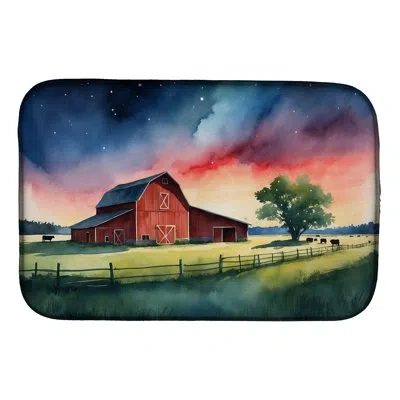 Caroline's Treasures Barn At Twilight Dish Drying Mat In Natural