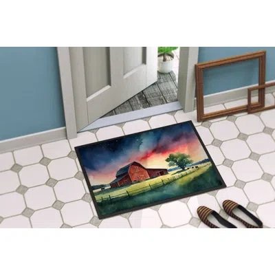 Caroline's Treasures Barn At Twilight Doormat In Multicolor