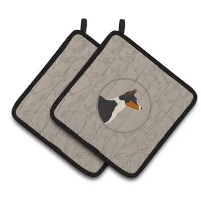 Caroline's Treasures Basenji In The Kitchen Potholder In Gray
