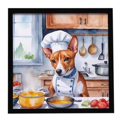 Caroline's Treasures Basenji The Chef Framed Metal Print In Multi