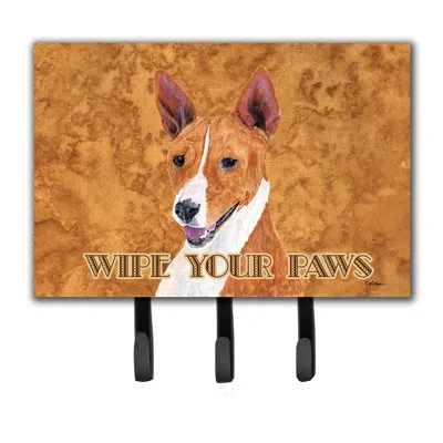 Caroline's Treasures Basenji Wipe Your Paws Leash Holder And Key Hook In Brown